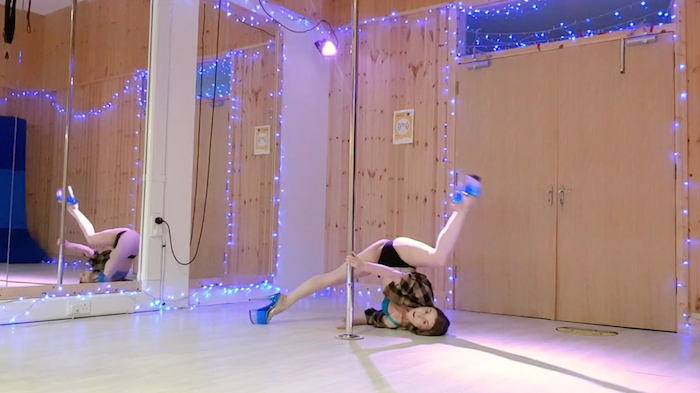 pole dance tutorial twist down to basework shoulder stand