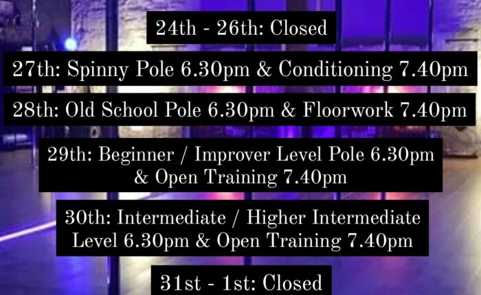 irish pole dance academy opening hours december 2022