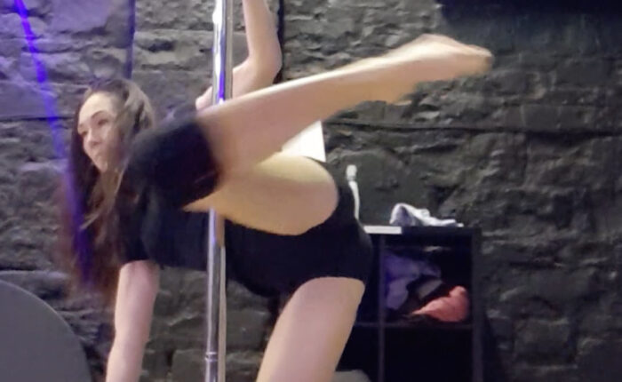 Laura pole dancing at irish pole dance academy
